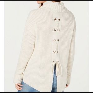 NWT AMERICAN RAG Lace Up Back Turtleneck Sweater